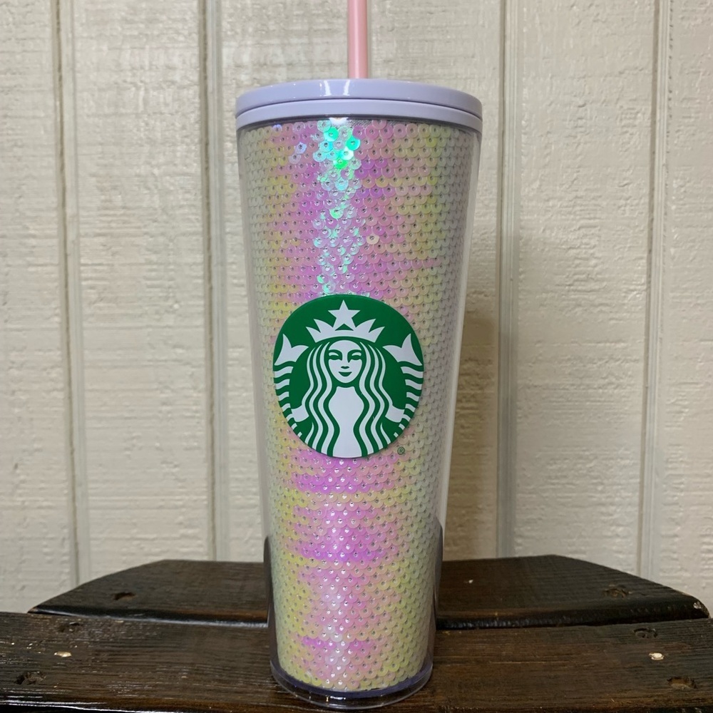 Starbucks iridescent sequin cold cup. Venti. NWT.